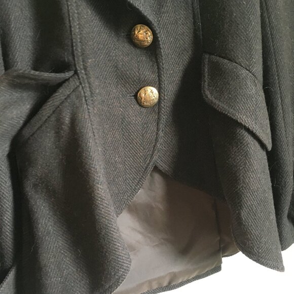 Vintage Designer Wool High-Low Victorian Crest Blazer Coat - Picture 5 of 11